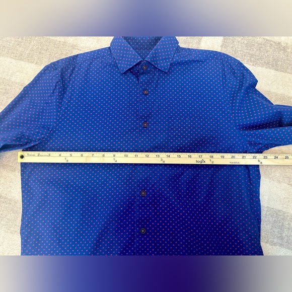 Johnnie-O Men’s Blue w/Red Geometric Pattern Cotton Long Sleeve Button Down - Picture 9 of 10
